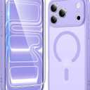 FNTCASE for iPhone 17 Pro-Max Case: Matte Magnetic Phone Cases with Screen Protector Compatible with Magsafe Slim Anti Yellowing Rugged Shockproof Protective Translucent Cell Cover (C-Purple)
