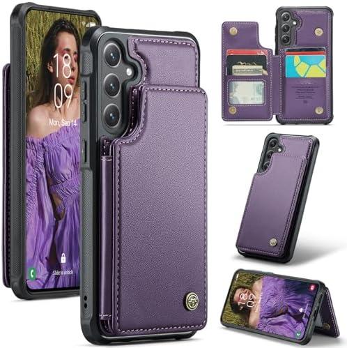 Bemal for Samsung Galaxy S25 Plus Wallet Case with Card Holder, RFID Blocking, Shockproof Leather Kickstand for Men and Women, Durable Protective Phone Cover for 6.7", Purple