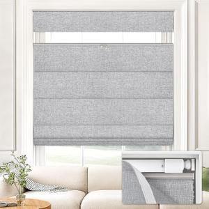 UNISHADES No Drill Top Down Bottom Up Roman Shades for Windows, 33" W x 64" H, Grey