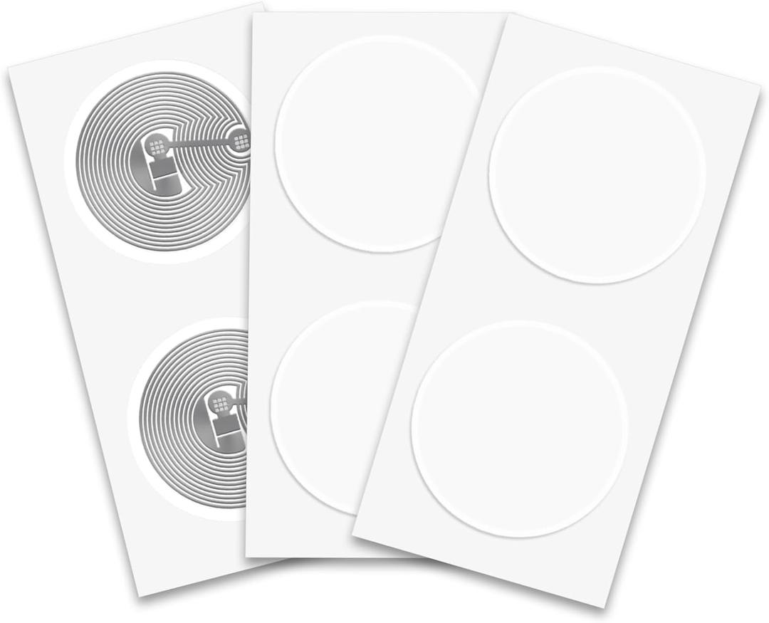 50PCS NFC Tags NTAG215 NFC Stickers Blank NFC Tags Adhesive NFC 215 Programmable NFC Tags Compatible with Android & iPhone 504 Bytes Memory Fully Programmable-Timeskey NFC (25 mm/ 1 Inch) (White)