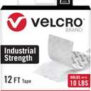VELCRO Brand Heavy Duty Tape | 12 Foot Roll | Strong Sticky Back Adhesive Holds up to 10 lbs | Industrial Strength Fasteners for Indoor or Outdoor Use | 1-1/2in Width, White (VEL-30837-USA)