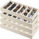 Juexica 4 Pcs Velvet Sunglasses Organizer Tray 6 Grid Sunglass Organizer Velvet Tray Stackable Glasses Display Case for Women Glasses Jewelry Display Watch (Linen)