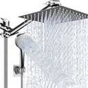 Shower Head Combo,10 Inch High Pressure Rain Shower Head with 11 in Adjustable Extension Arm and 5 Settings Handheld,Powerful Shower Spray Against Low Pressure Water with Long Hose