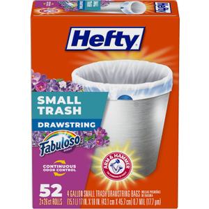 Hefty Small Trash Bags, Fabuloso Scent, 4 Gallon, 52 Count