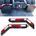 Black Angled Spring Loaded Mud Flap Hanger Bracket Mudflap Holder Set 1-1/8" Bolt Spacing 30" Length with Reflective Tapes fit for Semi Trucks, 2 Pack