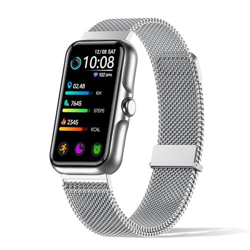 Health Fitness Tracker, Smart Watch with 24/7 Heart Rate and Blood Oxy-gen Monitor, Sleep Tracker with IP68 Waterproof, Activity Tracker Pedometer Step Counter for Women Men (Silver)