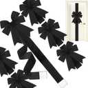 6 Pcs Christmas Velvet Cabinet Door Bows and Ribbons Large Red Black Christmas Door Cabinet Bows for Gifts Xmas Cabinets Furniture Kitchen Party Decorations(Black) (Black)