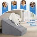 Dog Stairs for Small Dogs, Dog Ramp for Bed 15.3''H, Pet Stairs for High Bed Balanced, Non-Slip Pet Steps for Couch Indoor, Washable Cover and High-Density Shredded Foam, Dark Grey