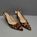 Rilista Women's Slingback Kitten Heels Closed Pointed Toe Backless Wedding Party Dress Pumps Shoes,Leopard/Suede, 9
