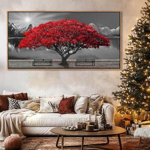 Large Framed Wall Art for Living Room Large Mangrove Landscape Modern Art for Wall Decor Living Room, Bedroom, Office, Home Wall Decor 24x48 inches(With Soild Wood Dark Framed), 2448IN-Framed