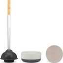 Full Circle Royal Plunge - Bathroom Toilet Plunger with Ceramic Holder and Instant-Dry Coating for Mold & Mildew Prevention, Easy to Clean & More Hygenic, White