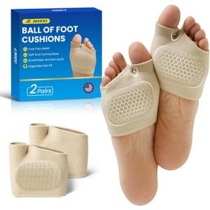 Metatarsal Pads Ball Foot Cushion - 2 Pairs Metatarsal Pads Women & Men with Gel for Morton's Neuroma & Metatarsalgia Pain Relief, Ball of Foot Cushion for Standing, Running, Walking - M