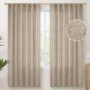 YoungsTex Dark Oatmeal Linen Semi Sheer Curtains 2 Panels for Living Room - Tan Window Drapes Light Filtering with Back Tab Rod Pocket Privacy for Farmhouse Bedroom, 52 X 72 Inch