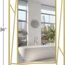 Brushed Gold Bathroom Mirror - 36''X24'' Rectangular Wall Mirrors with Geometric Metal Frame for Bathroom Bedroom Living Room, Hang Horizontally or Vertically
