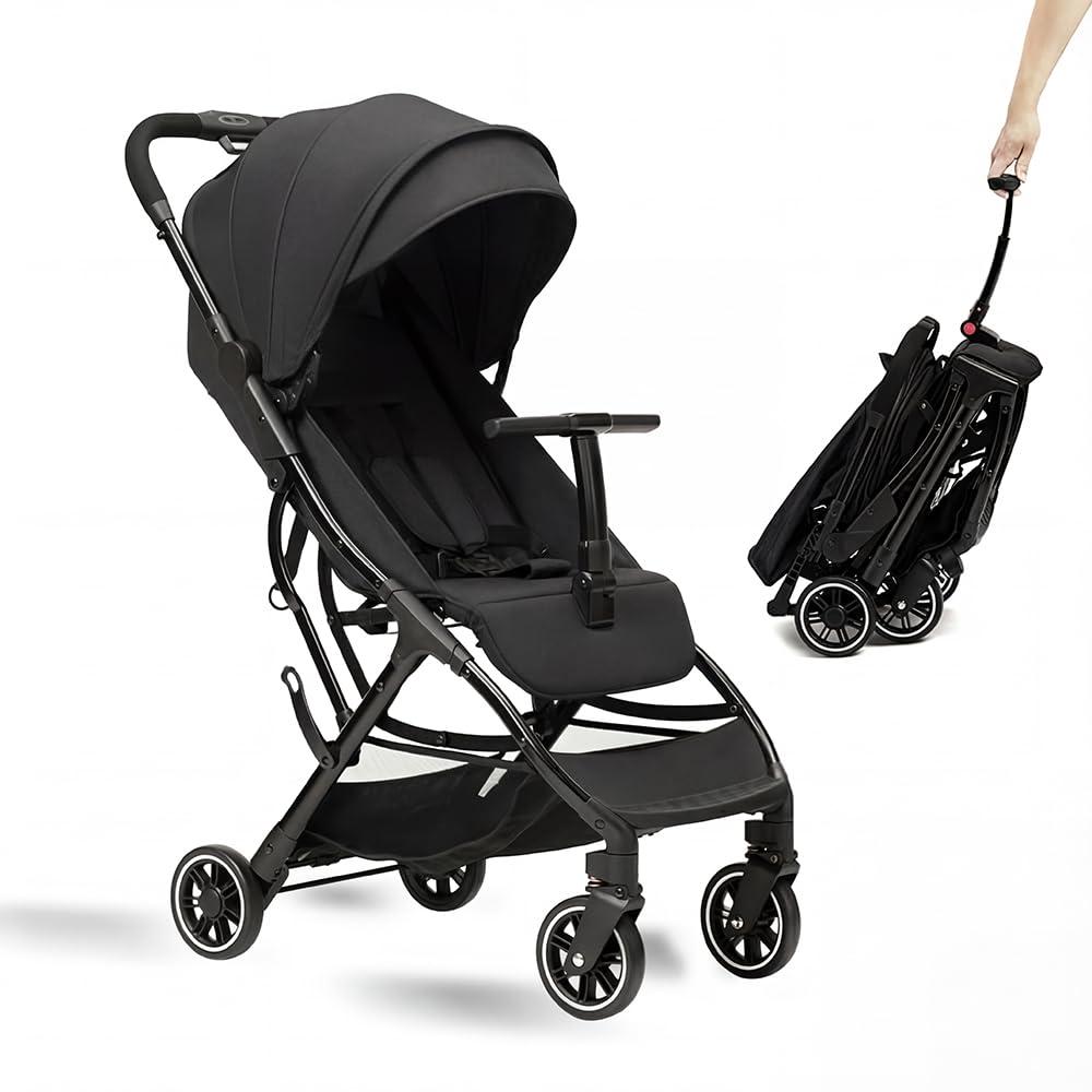 COOL KIDS Portable Stroller with Automatic FoldLightweight Umbrella Stroller with Pop Out Sun CanopyCompact Strollers for Travel(Black)