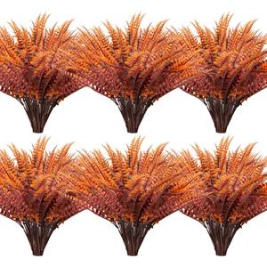 12 Bundles Artificial Fall Plants, Fake Boston Fern Greenery Outdoor UV Resistant No Fade Faux Plastic Plants Garden Porch Window Box DecoratingFall Boston Fern