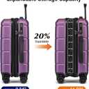 KYME Carry On Luggage 22x14x9 Airline Approved with TSA Lock Hardshell Expandable 20 Inch Luggage Carry On Suitcase with Wheels Small Travel Rolling Luggage with Cup Holder for Women Dark Purple