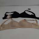 PoseFree Womens Seamless Wireless Supportive Bra Push Up Comfort Soft No Underwire Full Coverage T-Shirt Bra (Medium, Nude+Black)