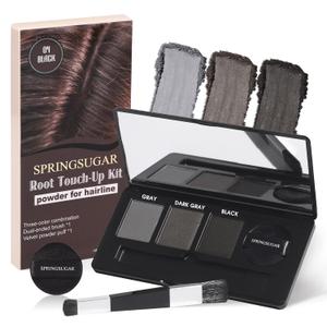 Root Touch Up Hair Color  3 Color Blendable Hairline Powder for Gray Coverage, Root Cover Up & Thinning Edges  48H Sweat Resistant, Natural Finish for Women & Men  Black