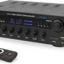 Pyle 400w Home Entertainment Amplifier with Bluetooth - Karaoke Optimized with Dual Mic Inputs with Reverb and Delay, Hi Def in and Out for Home Theater, USB-A Input, SD Card, FM Radio - PHDA6BT