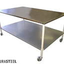 EnduraSteel Stainless Steel Mobile Prep Table with Powder-Coated Mild Steel Frame