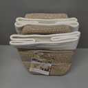 OIAHOMY 4 Pack Storage Baskets for Organizing, Basket for Shelves with Handle, Woven Baskets for Storage Toys, Towels, Books, Cotton Rope Basket 13" L x 9 " W x 7.8 " H, Brown & White