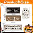 4 Pcs Halloween Table Decorations, Wooden Ghost Coffee Bar Decor, Fall Farmhouse Tiered Tray Signs, Rustic Boo Tabletop Centerpiece for Home Kitchen Office Shelf