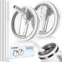 2 Pack 40 oz Flip Straw Leak Proof Lid for Stanley H2.0 Quencher, Stanley Lid Replacement 40 oz for Stanley Cup Accessories ProTour, No Spill Proof Straw Cover for Stanley (White & White)