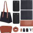 PH PandaHall DIY Tote Leather Bag Kit Black Brown Large Tote Bag Easy Handcraft Shouler Bags with Insert Organizer Bags Straps Screws Buckles and Kintting Tool Screwdriver for Women Purses Gifts
