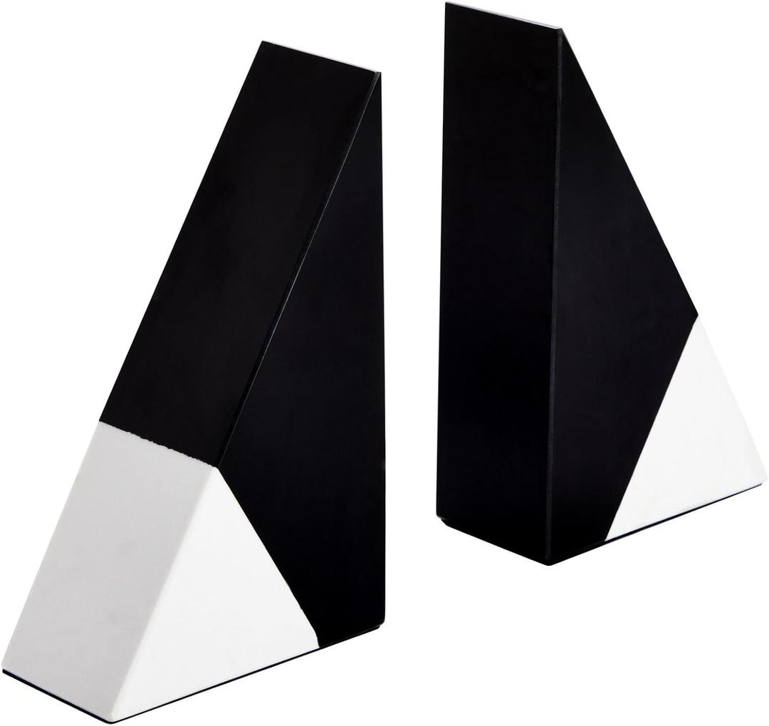 Juvale Marble Bookends - 1.8 x 3.8 x 6 in, Black & White, Set of 2 - Modern Decorative Stone Bookends for Shelves & Heavy Books