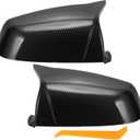 X AUTOHAUX Car Rear View Driver Passenger Side Mirror Cover Cap Replacement Black Carbon Fiber Black for BMW 5 6 7 Serie F01 F02 F03 F04 F06 F07 F10 F11 F12 F13 Mirror Guard Covers