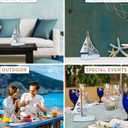 CoTa Global Blue Mist Sailboat Decor Handmade Wooden Boat Decor, Cute Beach Style Model Sail Boat Decorations, Nautical Themed Table Top Decor Living Room Centerpiece - 8 Inch