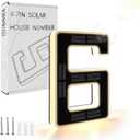 ISUNMEA 6.7 Inch Solar Lighted House Numbers for Outside, Light Up Waterproof LED Address Signs for Houses, Backlit Illuminated Exterior Modern House Numbers Light (6-Black, 6.7IN)