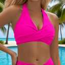 Zilcremo Bikini Tops for Women Twist Front Bikini Top Push Up Padded 2025 Halter Bathing Suit Tops Only (S)