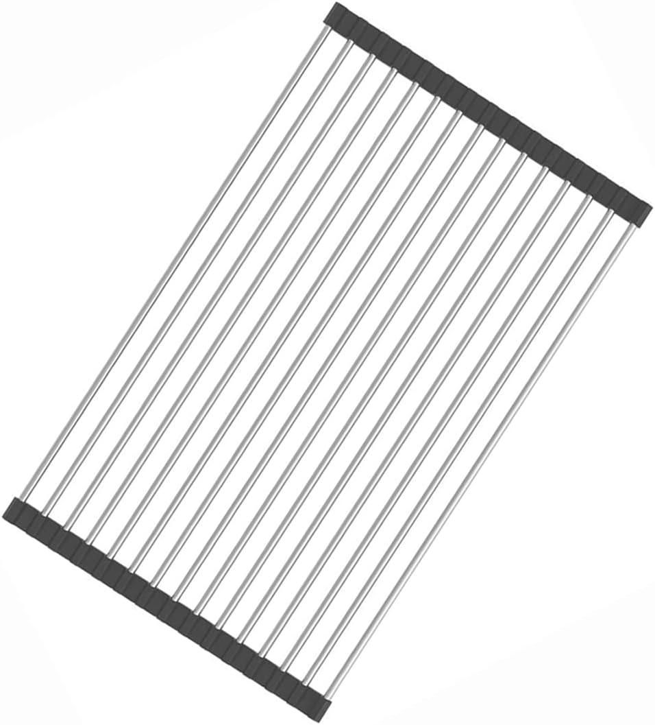 Stainless Steel Roll Up Dish Rack Over The Sink Roll Out Dish Drying Rack for Kitchen Dishes,Cups (17.7" x 11.8")