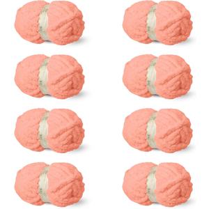 8 Skein Chunky Yarn for Hand Knitting, Big Blanket Yarn Jumbo, Soft Chenille Yarn Bulky, 0.5lb/25yds, Salmon