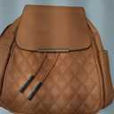 KKXIU Quilted Trendy Leather Backpack Purse for Women and Ladies Shoulder Travel Daypacks Bags (Brown)
