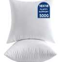 18 x 18 Throw Pillow Inserts Pack of 2 Medium White Decorative Square Pillows for Couch Bed Sofa Cushion Sham Stuffer Indoor, 18 x 18 Inch Set of 2