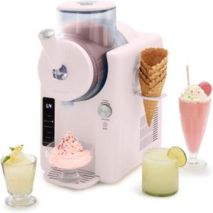 GreenPan Frost Ice Cream Maker & Slushie Machine, Soft Serve, Sorbet, Margaritas, Milkshakes, Frozen Yogurt, No Pre-Freezing, Ready in 15 Mins, 6 Modes, 7 Textures, Self-Cleaning, Family Size, Pink