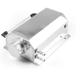 Dyno Racing Universal 2L Alloy Engine Oil Fuel Gas Catch Can Breather Tank Bottle Coolant Radiator Overflow Tank (Silver)