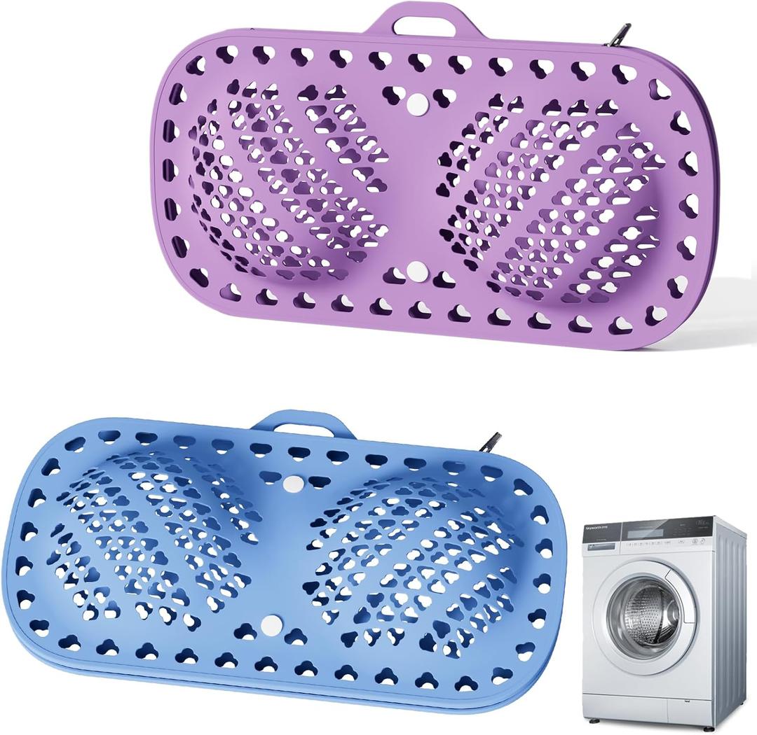 Bra Washing Bag for Laundry, Silicone Lingerie Bags for Washing Delicates, Laundry Bag Washing Machine & Dryer Washing Bags, Maternity Bras, Sports, Sexy Bras (Purple&Blue)