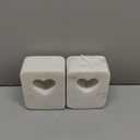 Mie Creations Valentine's Heart Marble Book Ends for Shelves Set of 2, Decorative Elegant Heavy White Heart Shape Unique Bookends Holder, Solid Non-Skid Bookend Gifts for Him, Her, Bookshelf Dcor