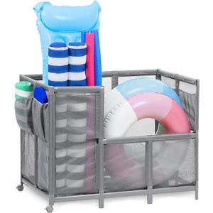 Coast Modern Pool Organizer for Floats and Toys - Extra Large Mesh Pool Storage Bin for Outdoors - Gray (Incomplete)