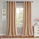 MIULEE Velvet Curtains Blush Beige Elegant Grommet Thermal Insulated Soundproof Room Darkening Curtains/Drapes for Classical Living Room Bedroom Decor 52 x 96 Inch Set of 2