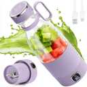 Portable Blender, MIAOKE 6 Blades Juicer Cup for Juice Shakes and Smoothies 350ml Mini Blender with Led Display Usb Rechargeable,3000Mah Rechargeable Battery, for Home Sports Outdoors Travel-Purple