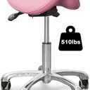 Saddle Stool with Wheels,Rolling Stool,Rolling Chair Ergonomic Swivel Rolling Chair with Hydraulic Lifting Height Adjustable Rolling for Office Medical Massage Salon Drafting(Pink)