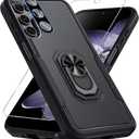 Janmitta Compatible with Samsung Galaxy A16 5G Case with Screen Protector+Camera Lens Protector,Heavy Duty Full Body Phone Cover Built in Ring Holder Kickstand,2025 Black Matte