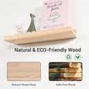 NEXHOME PRO Nursery Book Shelves, 6-Pack Solid Pine Wood Floating Shelves for Wall Kids, Wall Mounted Shelves for Bedroom/Living Room/Kitchen, Toddler/Baby Room Nursery Decor (Natural, 24 Inches)