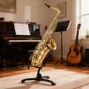REMAGIC Alto & Tenor Saxophone Stand, Foldable Saxophone Stand Holder Rack, Adjustable Metal Sax Tripod Holder Rack, Portable Musical Instrument Accessories