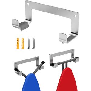 Ironing Board Hanger Wall Mount Stainless Steel, Y T Leg Ironing Board Holder Wall Mount for Laundry Room, Iron Board Hooks for Wall Heavy Duty Silver (1 PC-Standard)